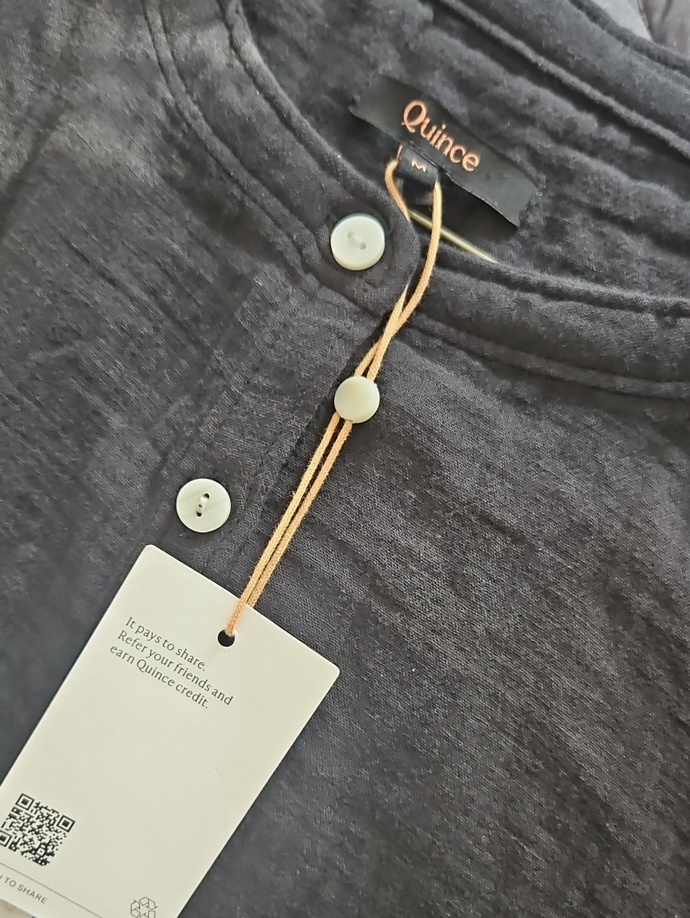 Quince Black Short-Sleeve Button Henley Top - Picture 9 of 9